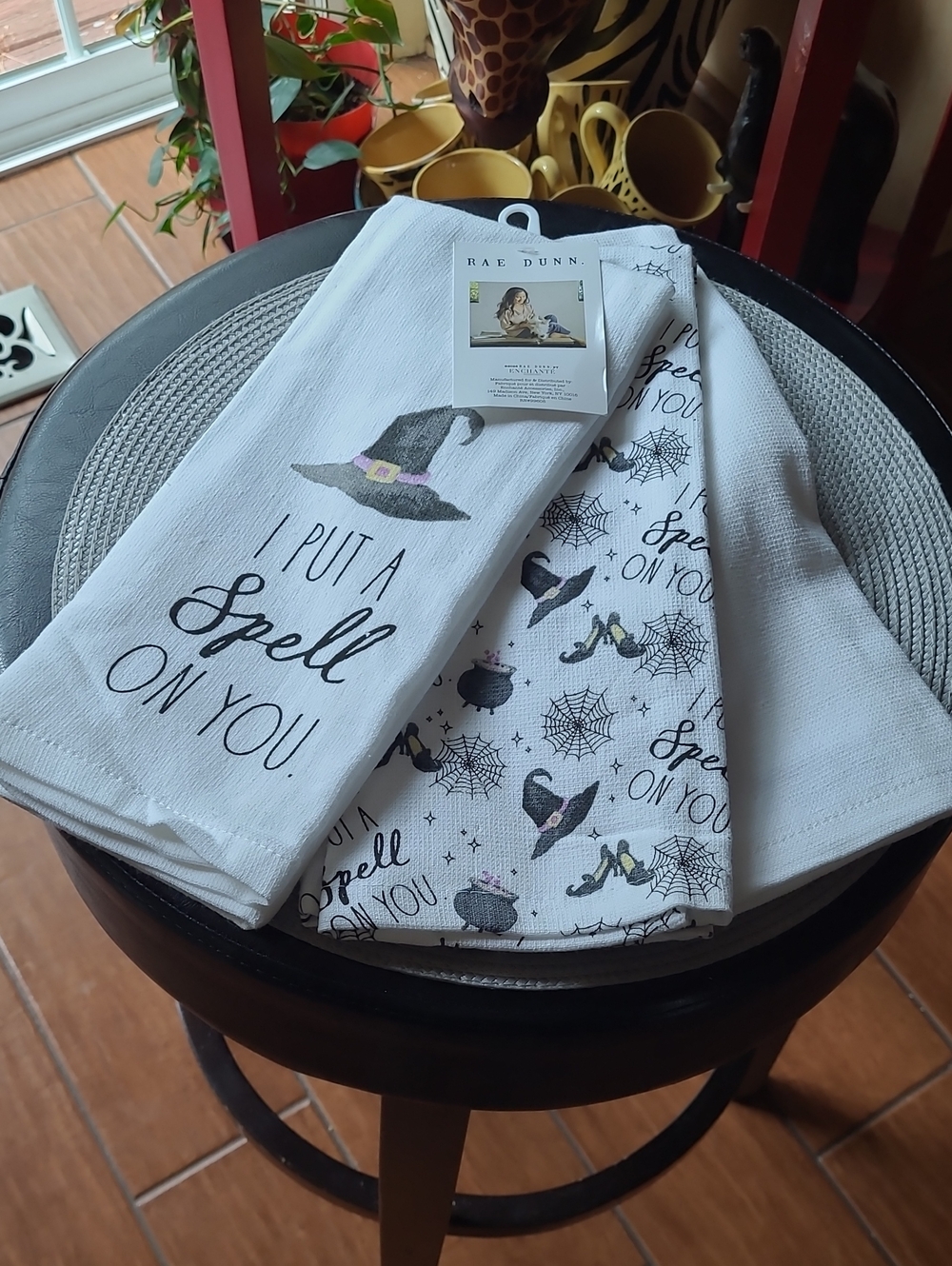Rae Dunn Halloween Witch Hat & Spell Kitchen Towel Set
